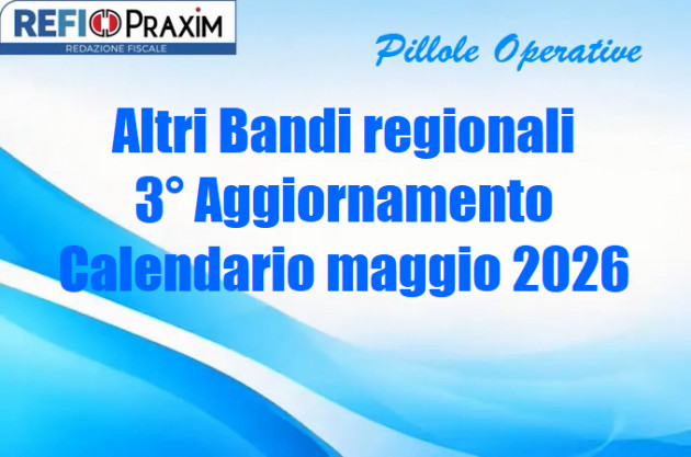 Altri Bandi regionali – 3° Aggiornamento Calendario maggio 2026