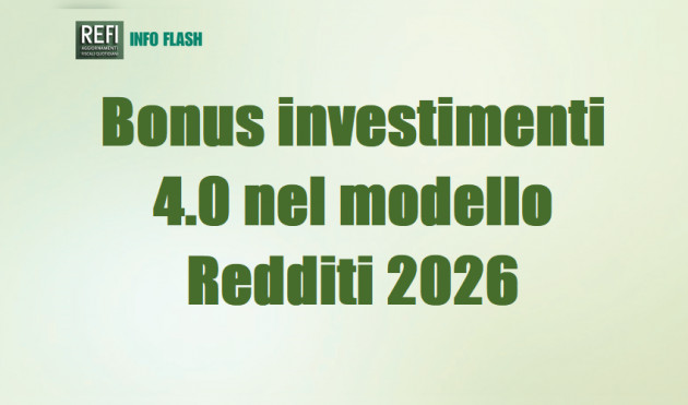 Bonus investimenti 4.0 nel modello Redditi 2026