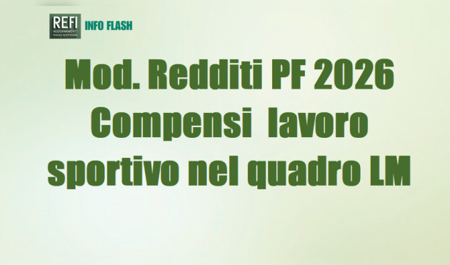 Mod. Redditi PF 2026 - Compensi da lavoro sportivo nel quadro LM