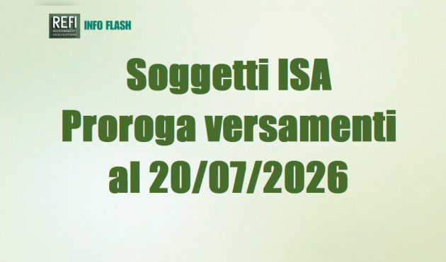 Soggetti isa - Proroga del versamento delle imposte al 20 luglio