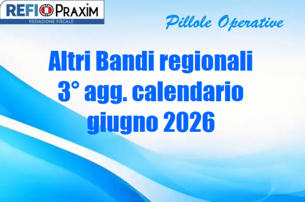 Altri Bandi regionali – 3° aggiornamento calendario giugno 2026