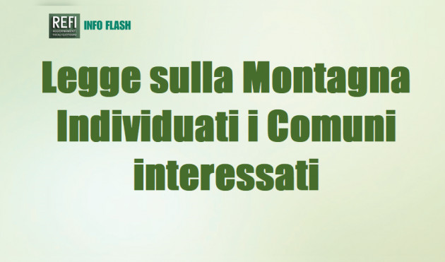Legge sulla Montagna – Individuati i Comuni interessati
