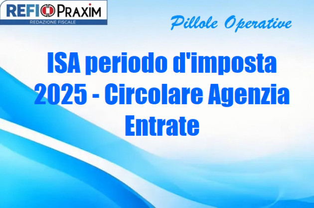 ISA periodo d'imposta 2025 - Circolare Agenzia Entrate
