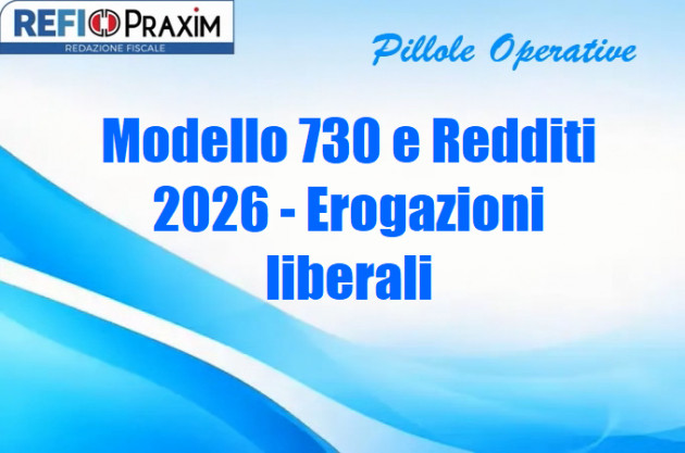 Modello 730 e Redditi 2026 - Erogazioni liberali