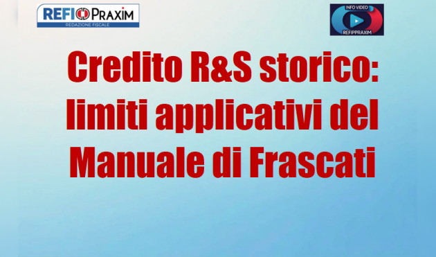 Credito R&S - Limiti applicativi del Manuale di Frascati