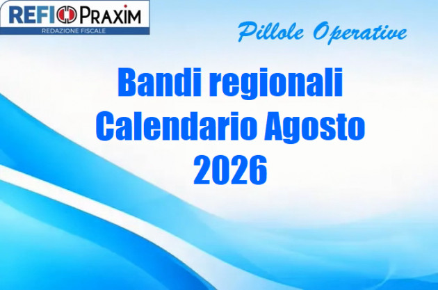 Bandi regionali - Calendario Agosto 2026