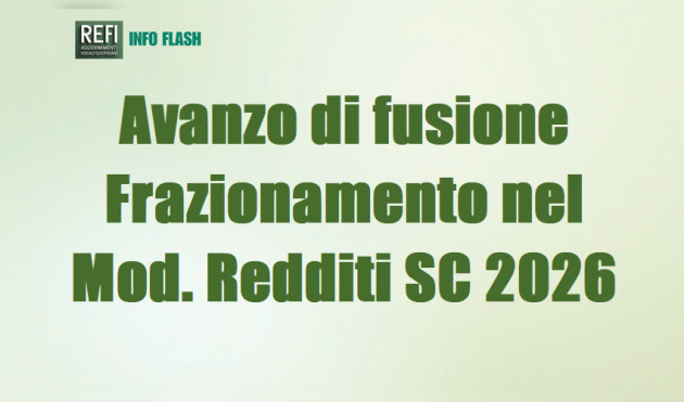 Avanzo di fusione o scissione – Frazionamento nel Mod. Redditi SC 2026