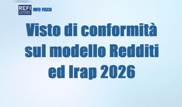 Visto di conformità sul modello Redditi ed Irap 2026
