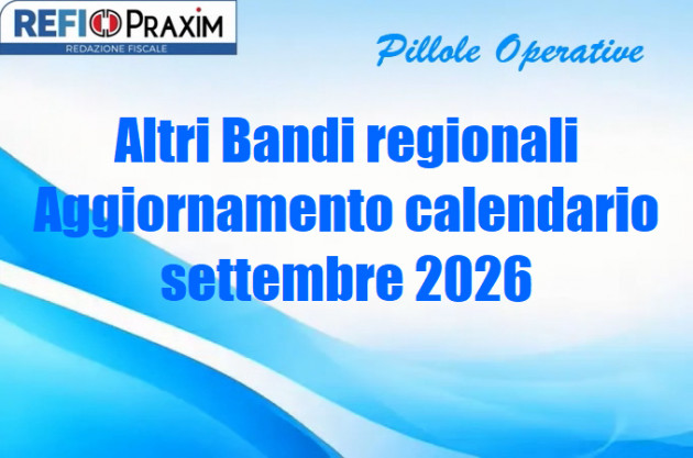 Altri Bandi regionali – Aggiornamento calendario settembre 2026