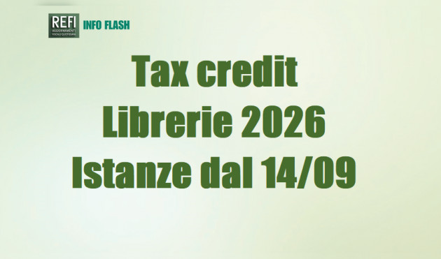 Tax credit Librerie 2026 - Domande dal 14 settembre 