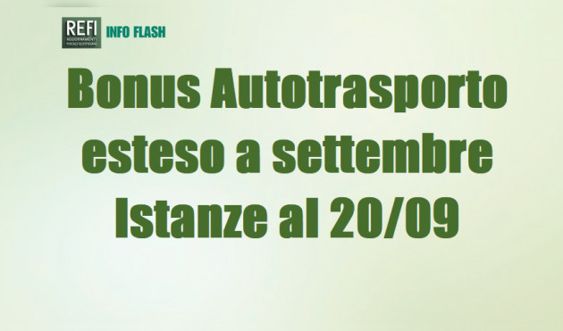 Bonus autotrasportatori – Estensione a settembre – Istanze entro il 20/09