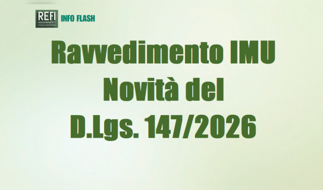Ravvedimento IMU - Novità del D.Lgs. 147/2026