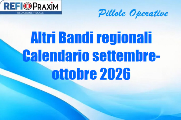 Altri Bandi regionali – Calendario settembre-ottobre 2026