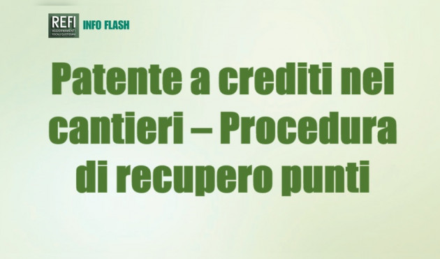 Patente a crediti nei cantieri – Procedura di recupero dei punti