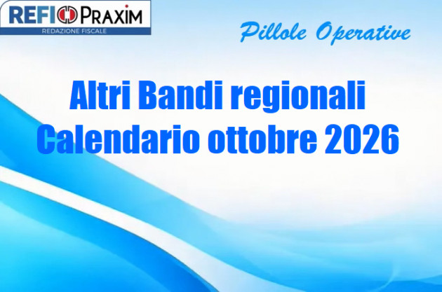 Altri Bandi regionali – Calendario ottobre 2026