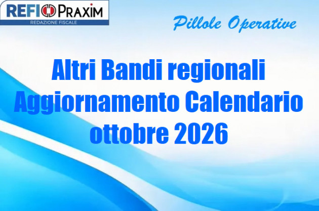 Altri Bandi regionali – Aggiornamento Calendario ottobre 2026
