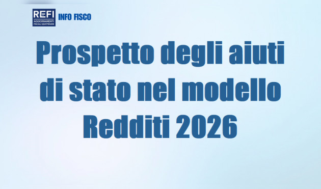 Prospetto degli aiuti di stato nel modello Redditi 2026