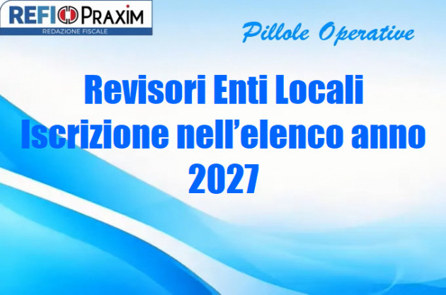 Revisori Enti Locali – Iscrizione nell’elenco anno 2027