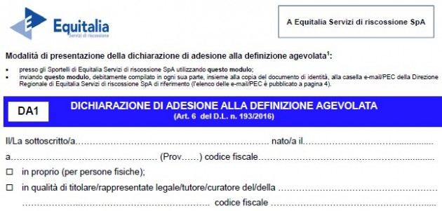 PRONTO IL MODELLO PER LA ROTTAMAZIONE DELLE CARTELLE DI PAGAMENTO