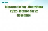 Ristoranti e bar - Contributo 2022 - Istanze dal 22 Novembre